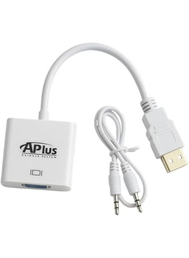 1080P HDMI Male to VGA Female Video Adapter Cable with Audio Output for PCs, DVDs, and HDTVs (White)